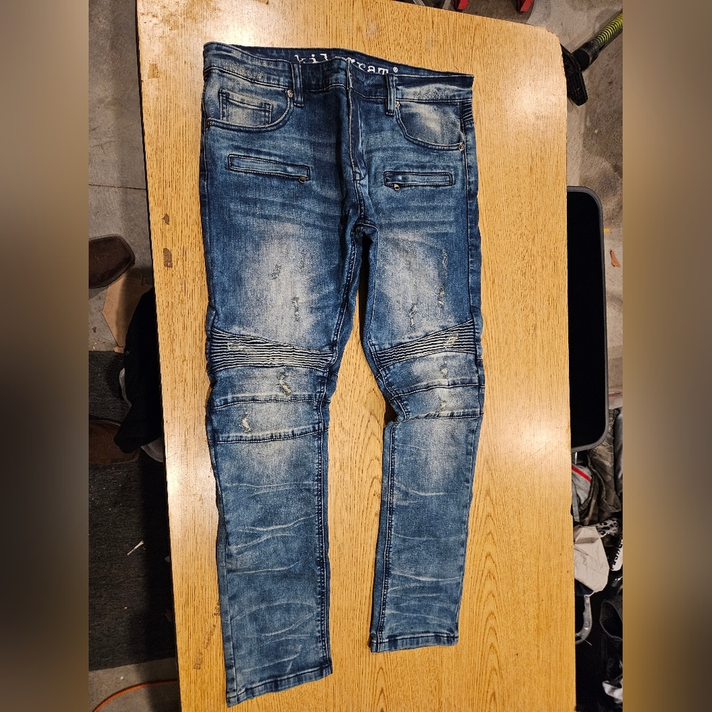 Kilogram Jeans Mens Size 36 Distressed Blue Denim
